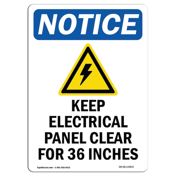 Safety Sign, OSHA Notice, 5" Height, Keep Electrical Panel Sign With Symbol, Portrait, 10PK